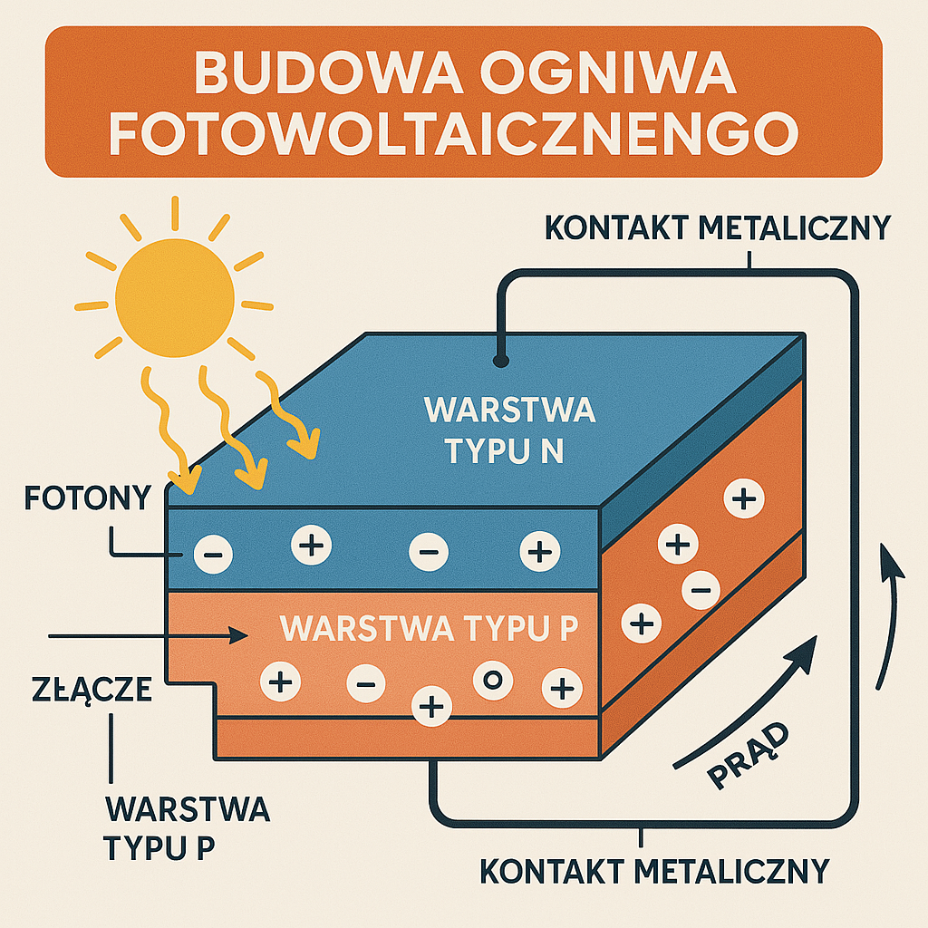 Diagram of photovoltaic cell operation